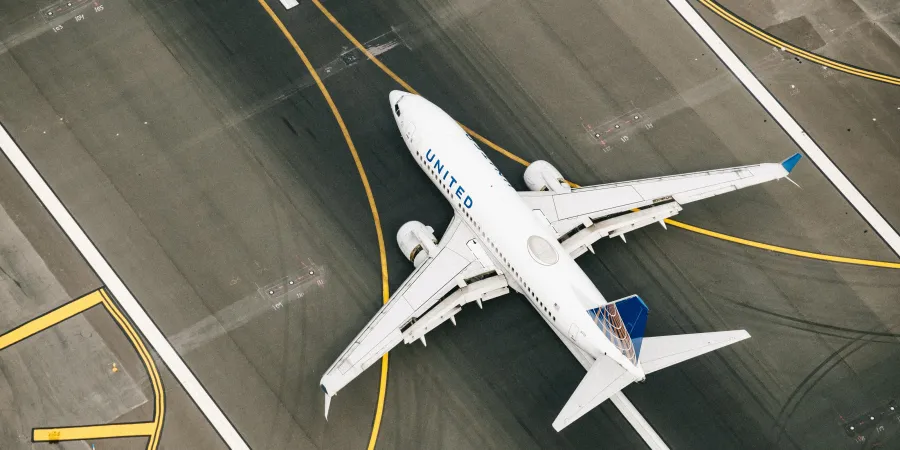 a plane on the runway