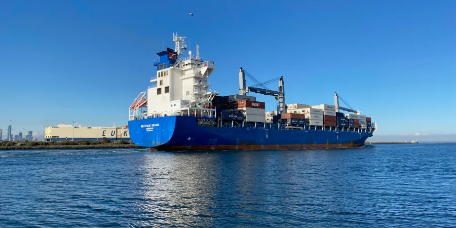 a large ship in the water