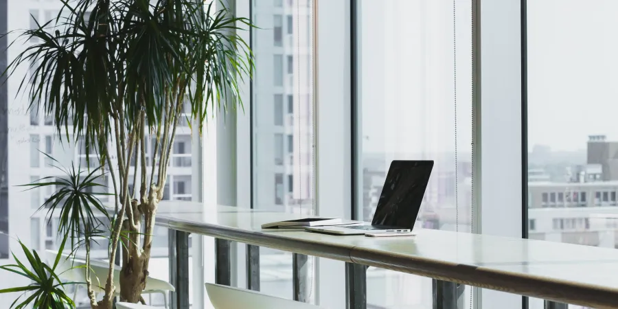 a table with a laptop on it