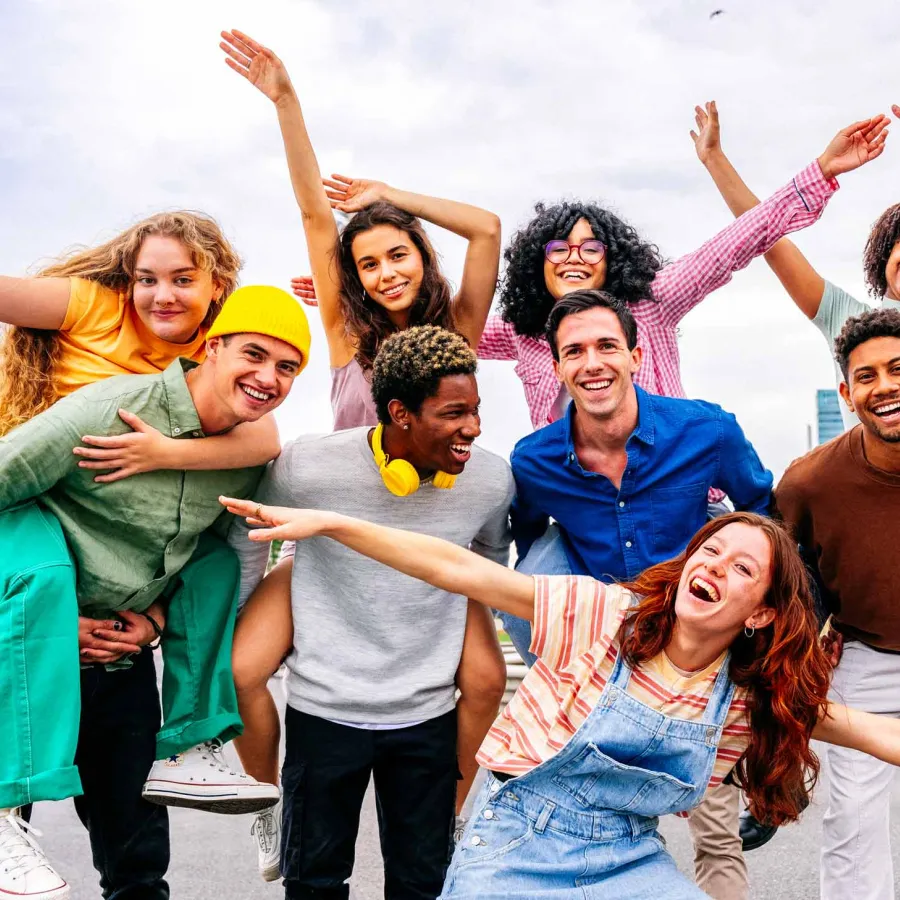 a group of people posing for a photo
