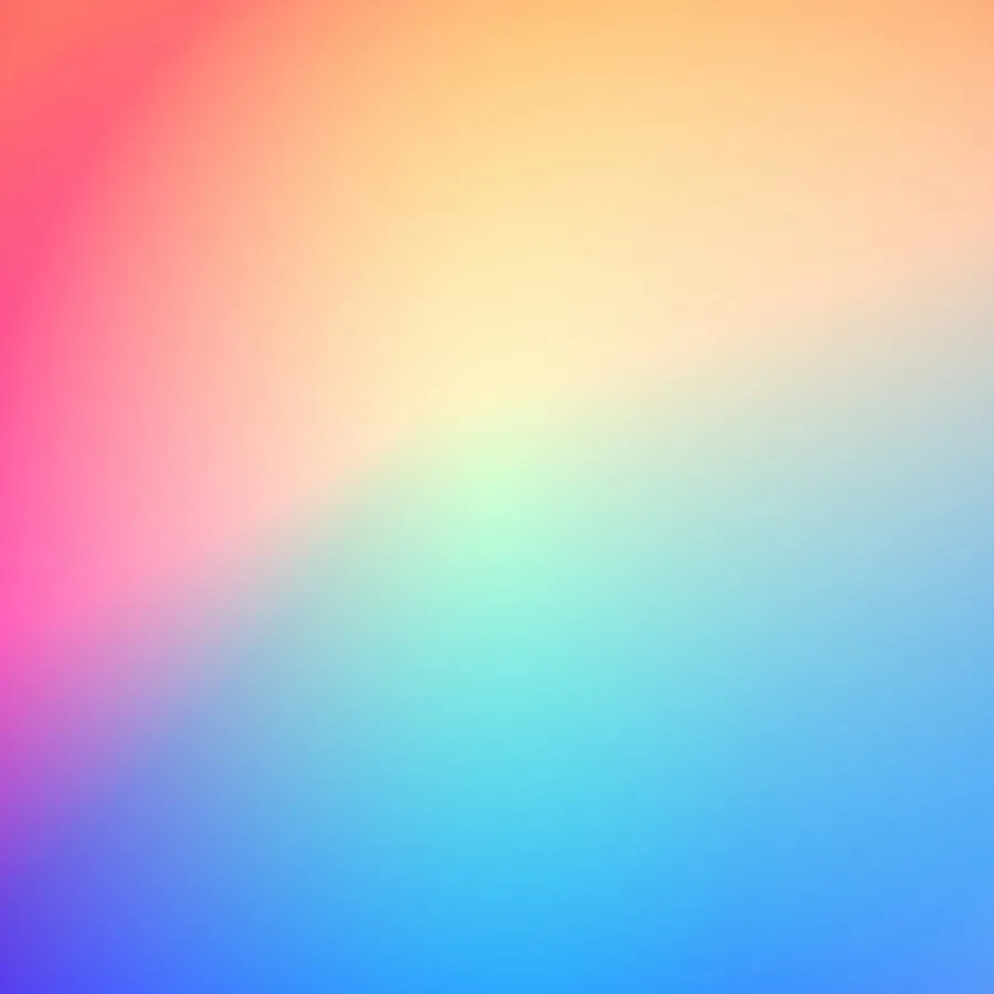 Smooth gradient background blending pink, orange, yellow, green, and blue hues in soft transitions.