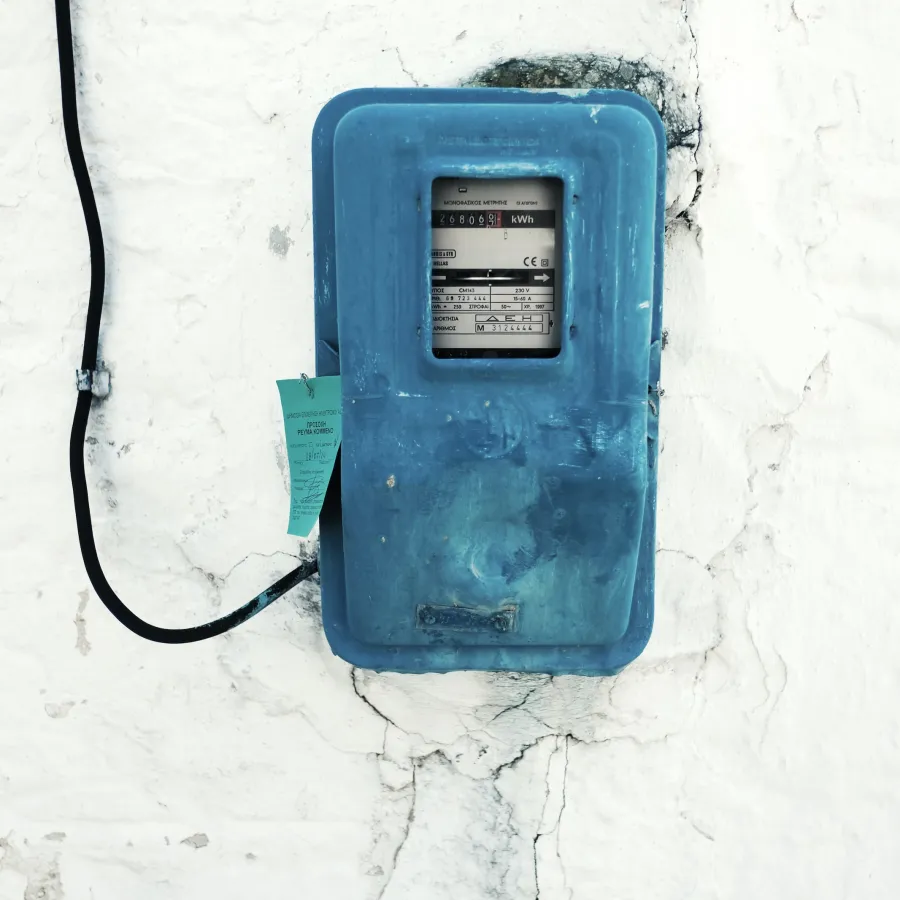 a blue electrical box
