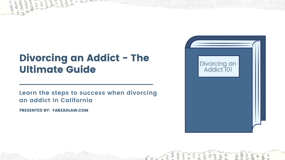 Graphic of a book with divorcing an addict 101 on it. Text of title to the video