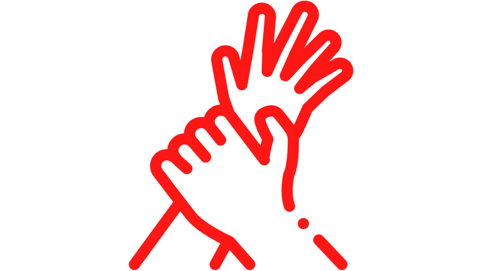 Graphic of hand holding back another hand