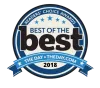 Blue and white circular badge reading Best of the Best with 2018 and Reader's Choice Awards banner from TheDay.com
