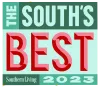 Colorful graphic reading The South's Best Southern Living 2023 with bold typography in green and red.
