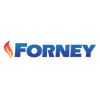 Forney logo with blue gradient text and red-orange flame icon on a white background