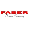 Logo of Faber Burner Company with bold red and elegant black script text on white background.