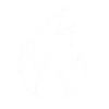 White flame icon symbolizing fire or heat on a transparent background