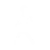 White walking pedestrian symbol icon on a black background representing movement and crossing.