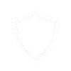 Simple white shield emblem with black outline on a black background representing protection and security.