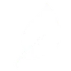 Simple white leaf icon with a curved stem on a transparent background