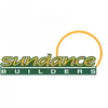 Sundance Builders logo with orange arc and green block letters on white background