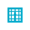 Blue calculator icon with square buttons on a black background representing math or finances.