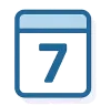 Blue calendar icon displaying the number 7 on a white background with rounded edges.