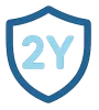 Blue shield icon with light blue text 2Y inside representing two-year protection or warranty.