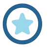 Light blue star inside a thick dark blue circular outline on white background