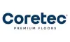 Coretec logo with bold navy blue text and tagline Premium Floors on white background