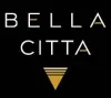 Bella Citta logo with white text and gold triangle on black background