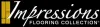Impressions Flooring Collection logo with stylized wood plank icon and white text on black background