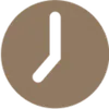 Simple brown clock icon showing the time at 5 o'clock on a transparent background