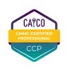 CATCO badge for CMMC Certified Professional (CCP) with purple, yellow, and teal color scheme