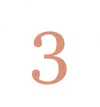 Number three in beige centered inside a white circular background with black outer edges.
