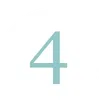 Blue number 4 centered on a white circular background with pixelated edges