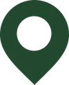 Simple green location map pin icon with a circular cutout at the center on transparent background