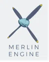 Logo of Merlin Engine featuring a four-blade propeller with yellow tips above the company name.