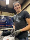a person wearing gloves