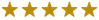 Five gold stars in a horizontal row representing a five-star rating and high-quality review.