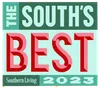 Colorful graphic reading The South's Best Southern Living 2023 with bold typography in green and red.