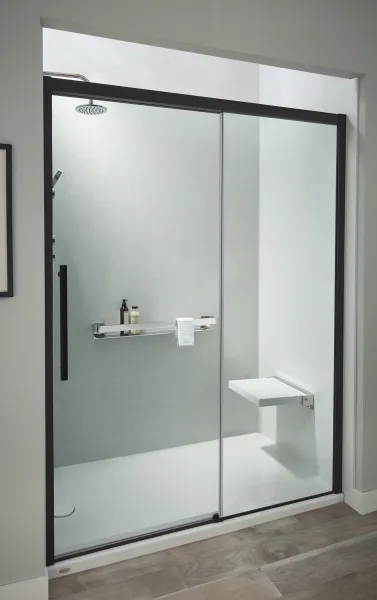 a glass shower door