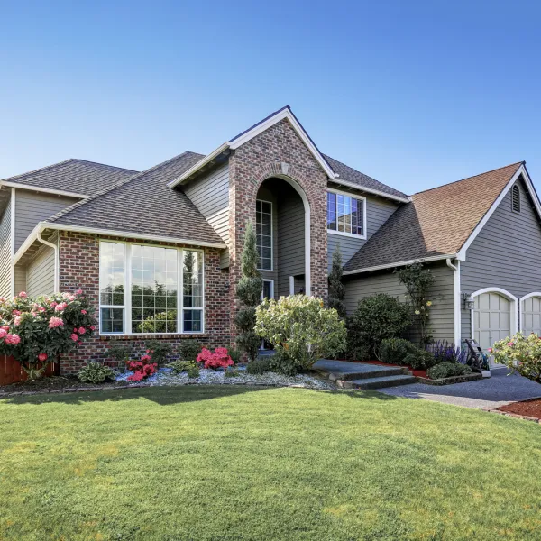 a house with a large front yard
