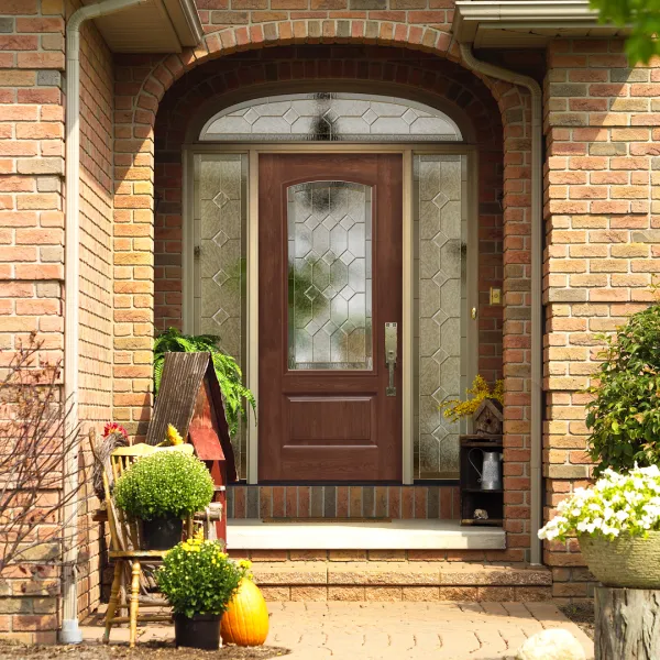 a door with a glass window