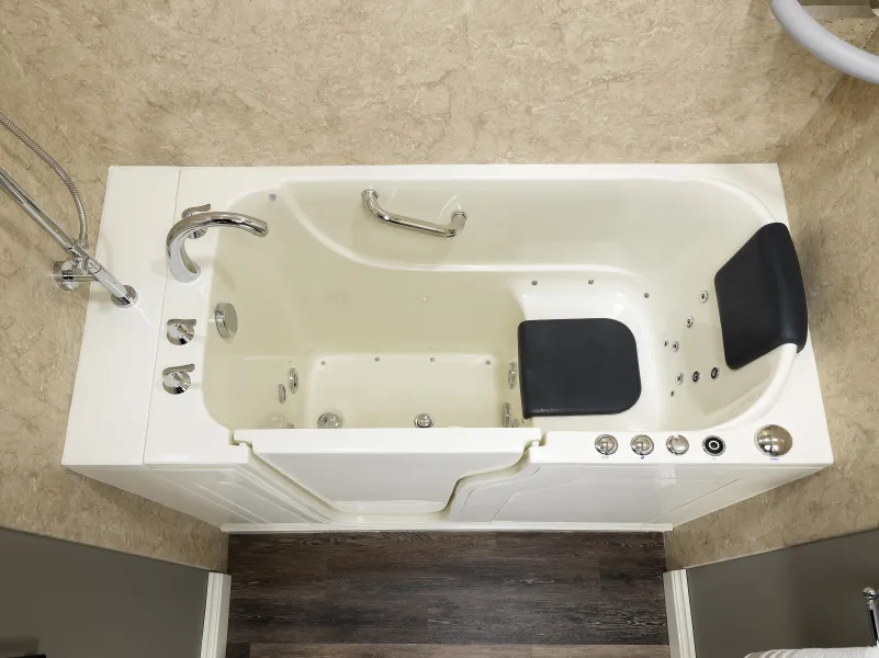 a bathtub with a speaker