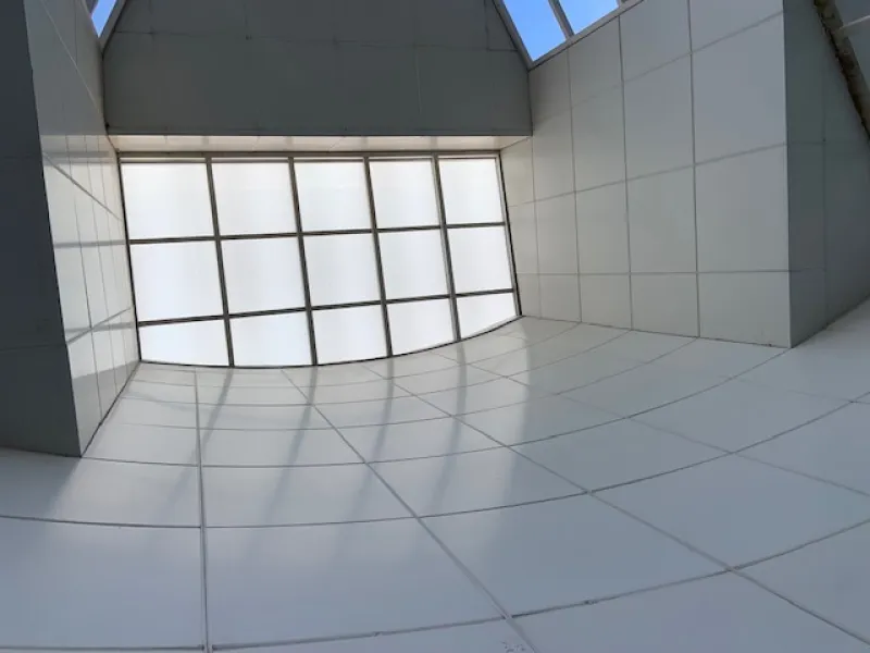 a white tiled room