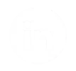 LinkedIn logo in black letters inside a white circle on a transparent background