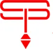 a red and white logo