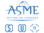ASME logo with globe icon and tagline Setting the Standard in blue with certification marks S, U, and R below.