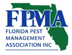 Florida Pest Management Association logo with blue text over green Florida state silhouette