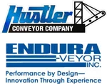 Logos of Hustler Conveyor Company and Endura Conveyor Inc. with taglines about performance and innovation.