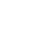 White flower graphic with five rounded petals and a circular center on a black background