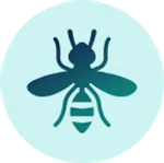 Transparent background featuring a wasp icon.