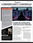 Cybersecurity newsletter with tech tips, hacker warnings targeting construction businesses, and CEO photo.