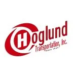 Hoglund Transportation Inc. logo in red with stylized H and curved design on white background