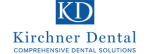 Blue Kirchner Dental logo with KD initials and tagline Comprehensive Dental Solutions