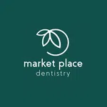 Market Place Dentistry logo with white text and leaf design on dark green background
