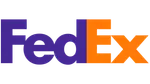 FedEx logo with Fed in purple and Ex in orange showcasing the delivery service brand